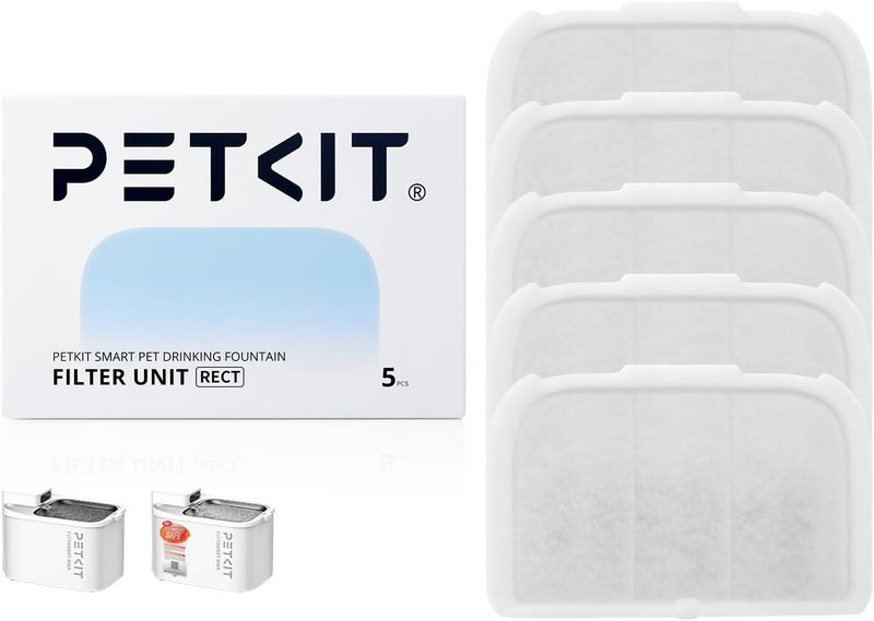 PETKIT Filter Unit Rect for EVERSWEET MAX Cordless Water Fountain, Replacement for 105 fl oz/3L Automatic Cat Fountain, 5 pack - Image 1